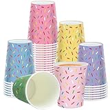 Yungyan 60 Set 6 Colors Sprinkle Paper Cups Bulk 9 oz Confetti Donut Sprinkles Party Cups Sturdy Disposable for Sweet Party Supplies Birthday Wedding Decorations Baby Shower Holiday Celebrations