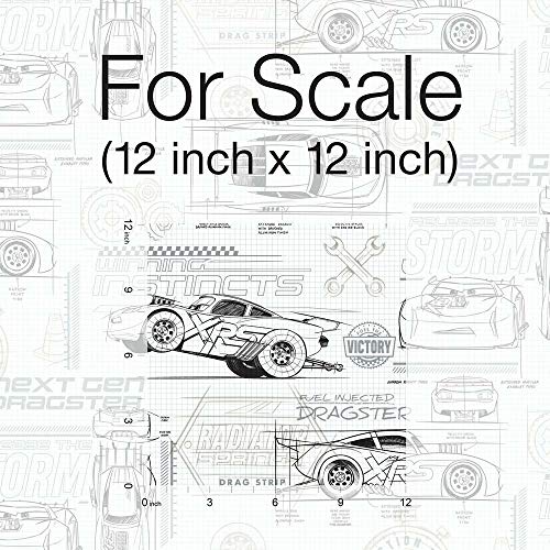 RoomMates RMK11804WP Disney and Pixar Cars Schematic Peel and Stick Wallpaper, Grey/White