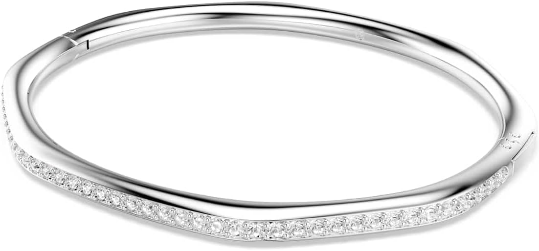 Swarovski Dextera bangle, Octagon shape, Round cut, White, Rhodium plated