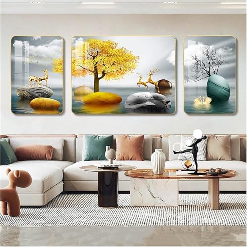 Toile d'art mural encadrée triptyque moderne 30x40/60x40cm salon
