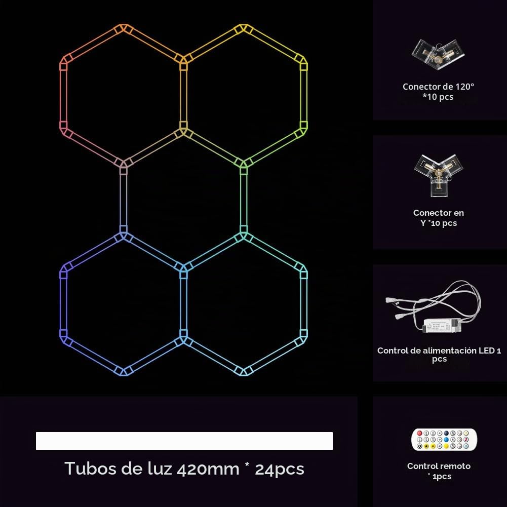 Hexagonal LED Luces RGB para Garaje 216W Sincronización de Música Hexagonales Gamer Habitacion Iluminación LED RGB Hexagonal Decoracion Lampara Smart App