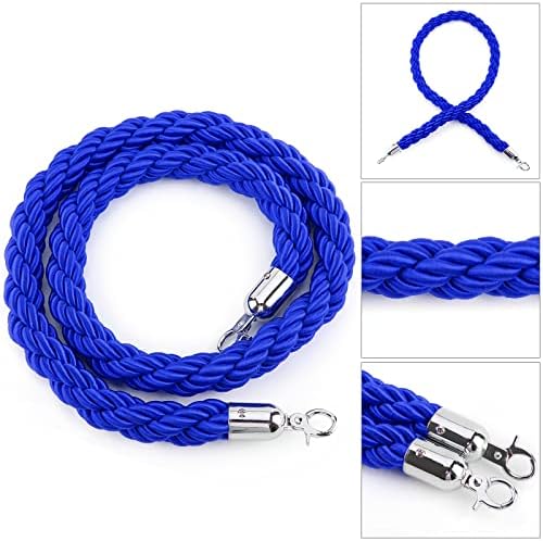 Trintion 1.5M Twisted Queue Rope Barrier Post Stand Divider Crowd Control Stanchion for Clubs Hotel Bank Hospital (Blue)