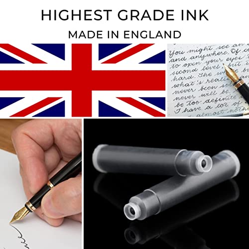 Scriveiner Fountain Pen Ink Cartridges - Black - 20 Standard International Ink Cartridges, Made In Uk, The Best Cartridge For Your Scriveiner Pen, Refill Size Fits A Wide Range Of Fountain Pens #TOP2