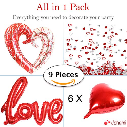 Romantic XXL Love Balloons Set, 6 Heart Helium Foil Balloons - Image 2