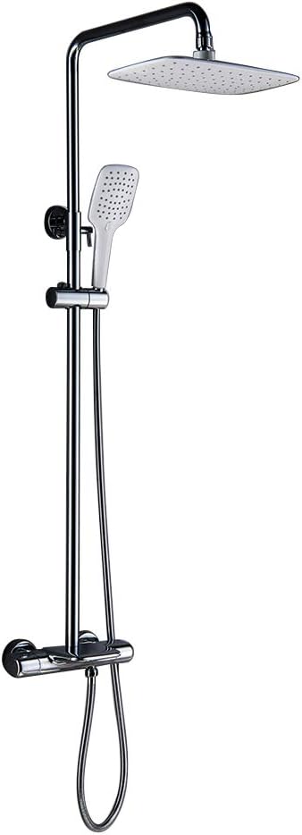 Shower System with Thermostatic, High Flow Shower Faucet Set 3 Functional Rain Mixer Shower Combo Set, Chrome Finish
