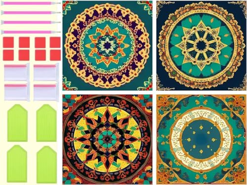 Broderie Diamant Kit Complet Carré Mandala Fleur Peinture Cristal Adulte 70x70