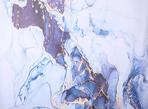 DeKeLaiFu Cloth Fabric Marble Shower Curtain Blue Gold Purple White with Steel Hooks - Image 4