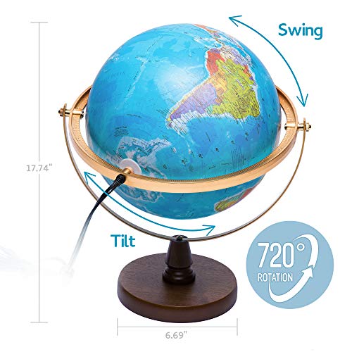 SJSMARTGLOBE with Interactive APP & LED Illuminated Constellations at Night, Educational Content for Kids, US-Certified LED & US-Patented STEM Toy, 10" World Globe with Detailed map