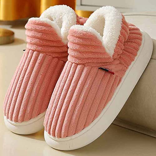 House Slippers for Woman Comfortable Fuzzy Warm Shoes Non Slip Memory Foam Platform Solid Color Bedroom Slippers4