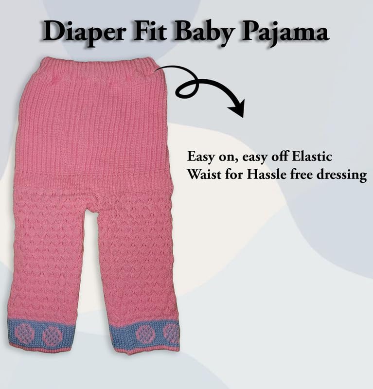 Image of Baby Unisex New Born Baby Boys Girls Soft Comfortable Trendy Woolen Round Neck Stripe Sweater Set with Payjami, Cap and Pair of Booties for Toddlers