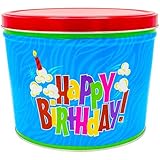 C.R. Frank Popcorn - Gourmet Popcorn Tin, 2 Gallon, Happy Birthday (Butter, Cheese, and Caramel)