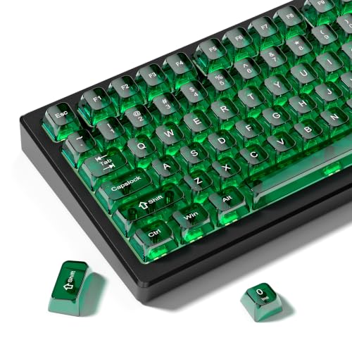 Image of dagaladoo Dark Green Clear keycap Set,Transparent keycaps 60 75 100 Percent,Crystal Jelly Keycaps,Shine Through Custom Key caps,MDA Profile Key Caps Keyboard for Mx Switches Mechanical Keyboard