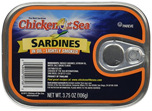 Chicken of the Sea Sardines in Oil - Lightly Smoked 3.75 Oz. (Pack of 6)