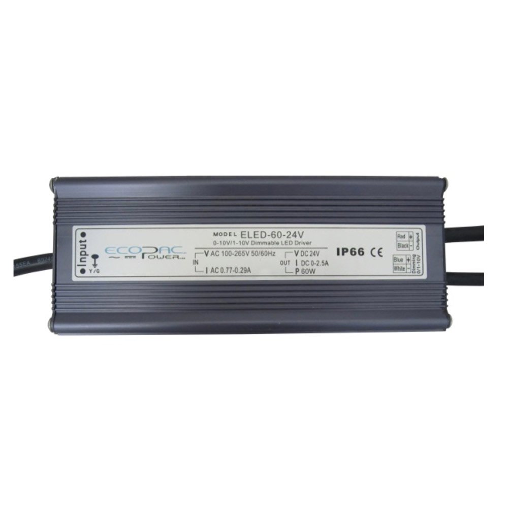 Ecopac 24Vdc, 60W, 0-10V dimmable LED Driver ELED-60-24V