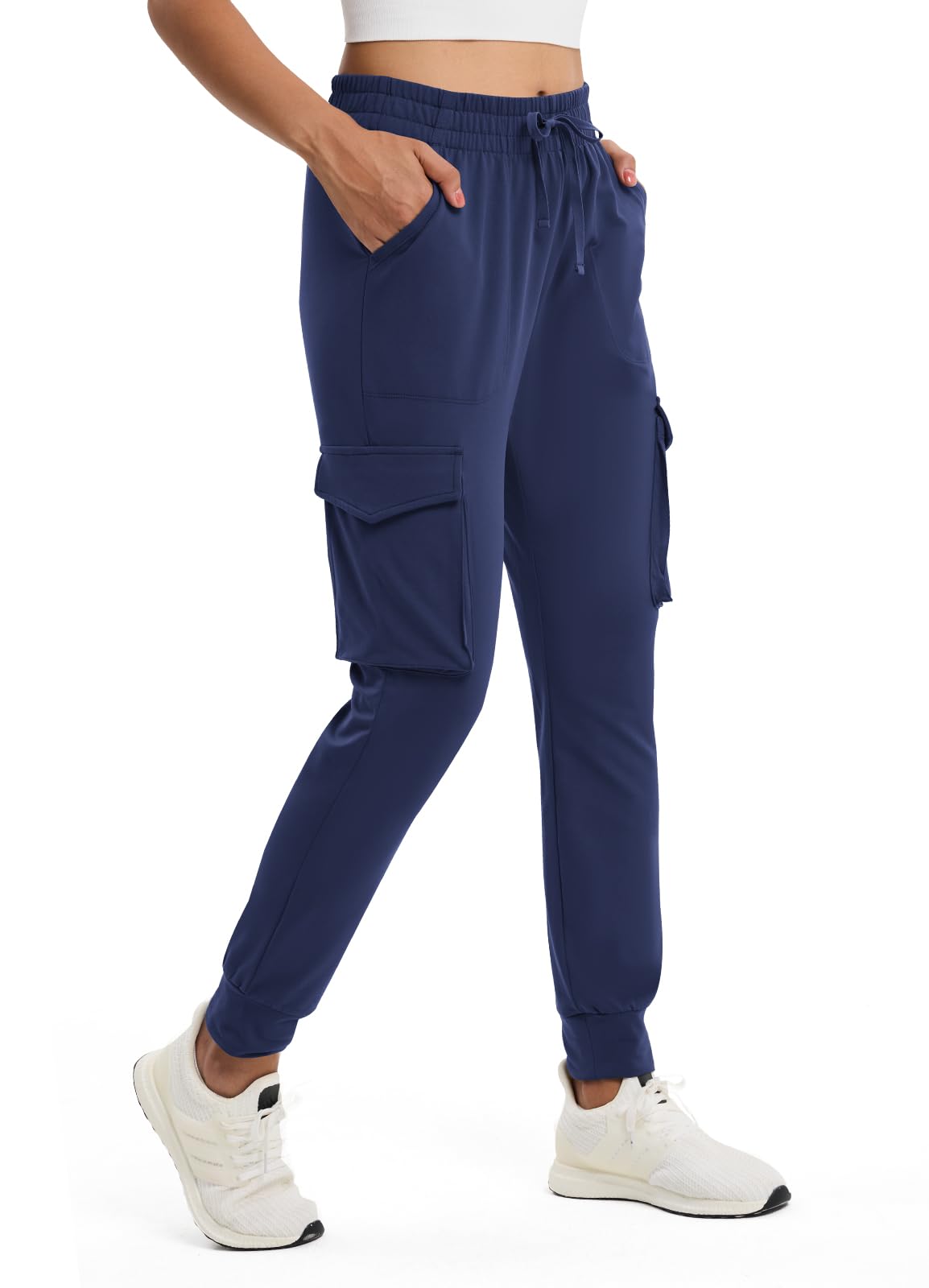 Emlovm Women's Clearance Fleece Lined Cargo Joggers Water Resistant Winter Hiking Pants Sweatpants Snow Running