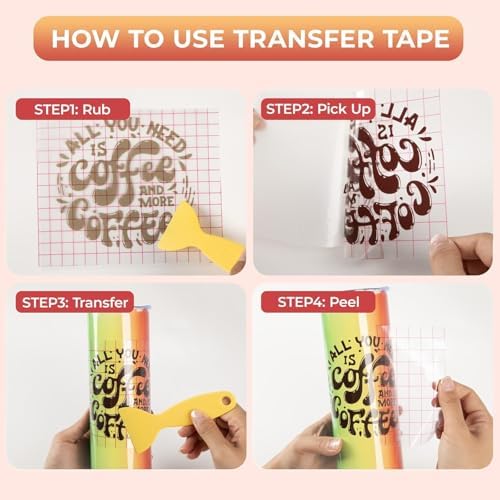 YRYM HT Transfer Tape for Vinyl, 12" x 12 FT w/Red Alignment Grid — view 4