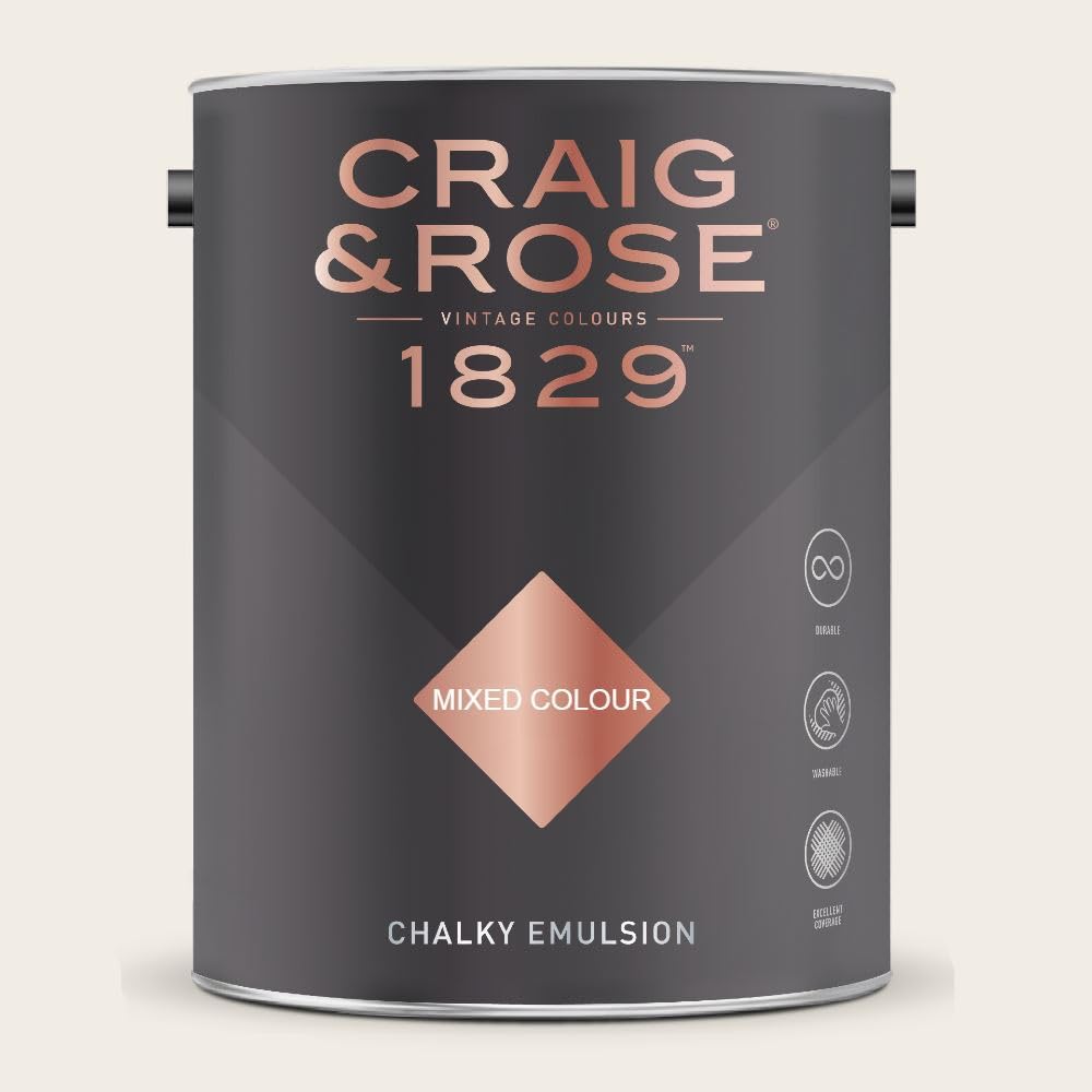 Paint Stop Mixed Colour Craig & Rose 1829 Chalky Emulsion Craftsmans White 5L