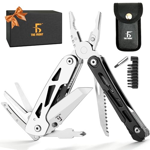 THE FRONT Multitool 19 in 1 Multitools Pliers with Detachable Scissors, Survival Utility Multi-tool Camping Tactical Knife Gift for Men
