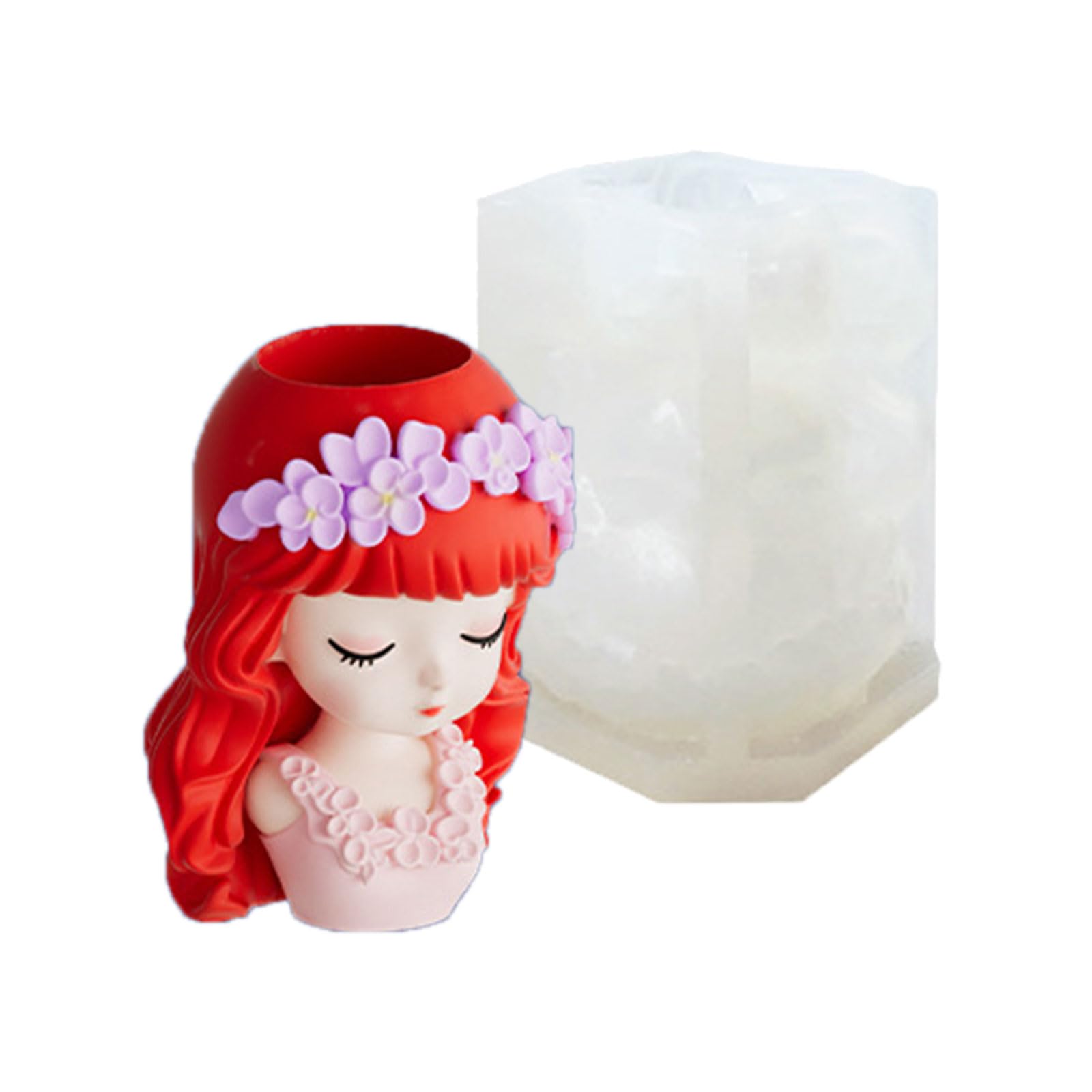 NVOQILIN Silicone Long Hair Girl Planter Designs for Art and Plasters Craft Home Decoration Project Silicone