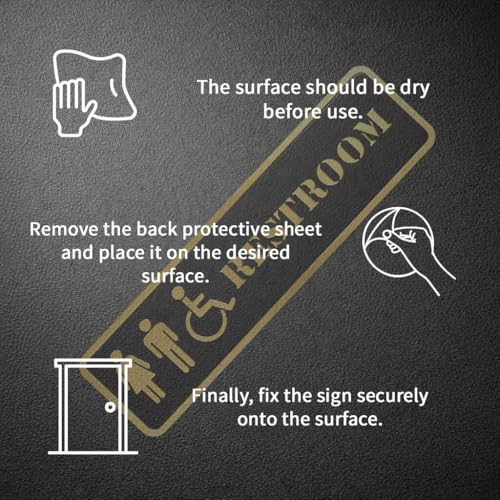 Image of Restroom Oval Acrylic Signage Sticker - Self-Adhesive Toilet Sign for Office, Hotel, Cafe, Restaurant, & Shop Black Gold Label for Glass & Smooth Surfaces