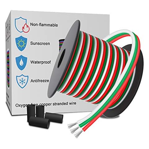 LEADTOPS 3 Pin Conductor Extension Wire 33ft 22 AWG Gauge Stranded Tinned Copper Cable Cord for 5/12V DC WS2812B WS2811 Dream Color RGB LED Strip Light,10M Spool Cover