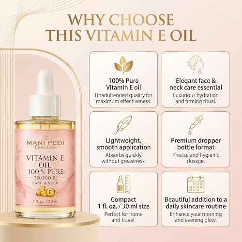 Image of TMPE Vitamin E Oil 100% Pure with Potency 30,000 IU | Pure and Natural Alpha-D-Tocopherol| Nourishing Face and Body Care for Dry Skin, Hair, Scalp, Nails and Natural Glow - 30ml