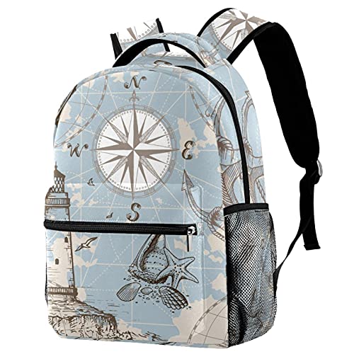 Sac à dos d'école multicolore motif carte de pirate style décontracté mixte
