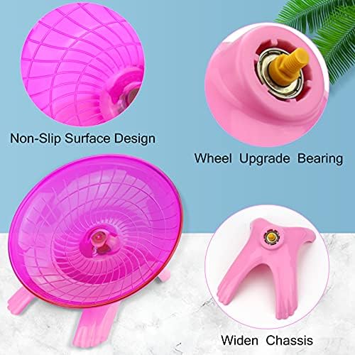 Flying Saucer Hamster Wheel With Silent Spinner 18cm for Cage Dwarf Hamster Small Rat (Pink)