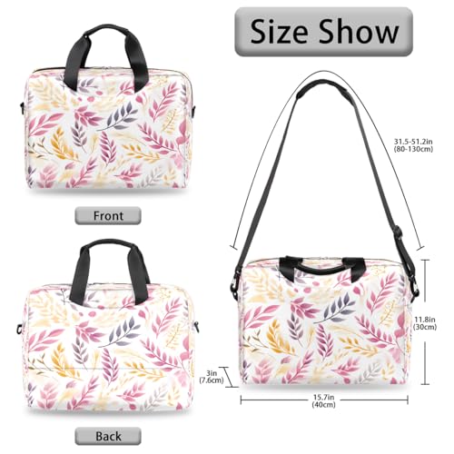Maletín para portátil de 15.6 pulgadas con diseño hojas rosa y amarillo miniatura 5