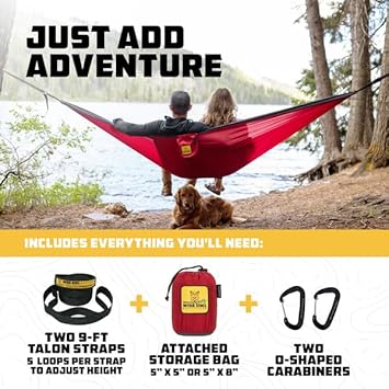 Wise Owl Outfitters Camping Hammock up to 500lbs Portable Hammock with Tree Straps - Travel, Backpacking, Hiking, Outdoors Camping Gear - Single or Double