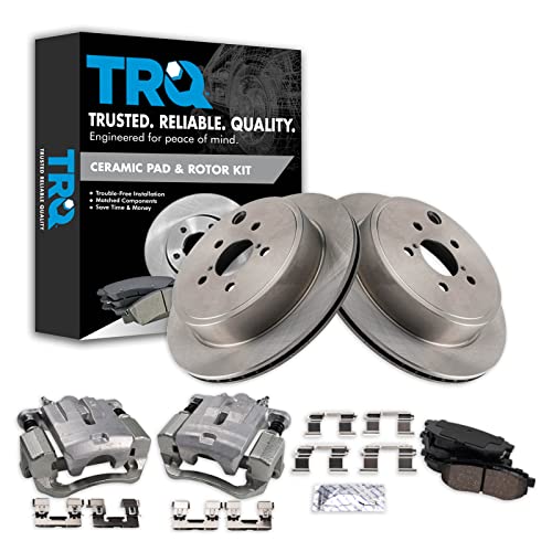 Image of TRQ Rear Brake Pad and Rotor Set Ceramic Vented Rotors Calipers | For 2013-2016 Scion FR-S 2013-2019 Subaru BRZ 2010-2014 Legacy 2017-2019 Toyota 86