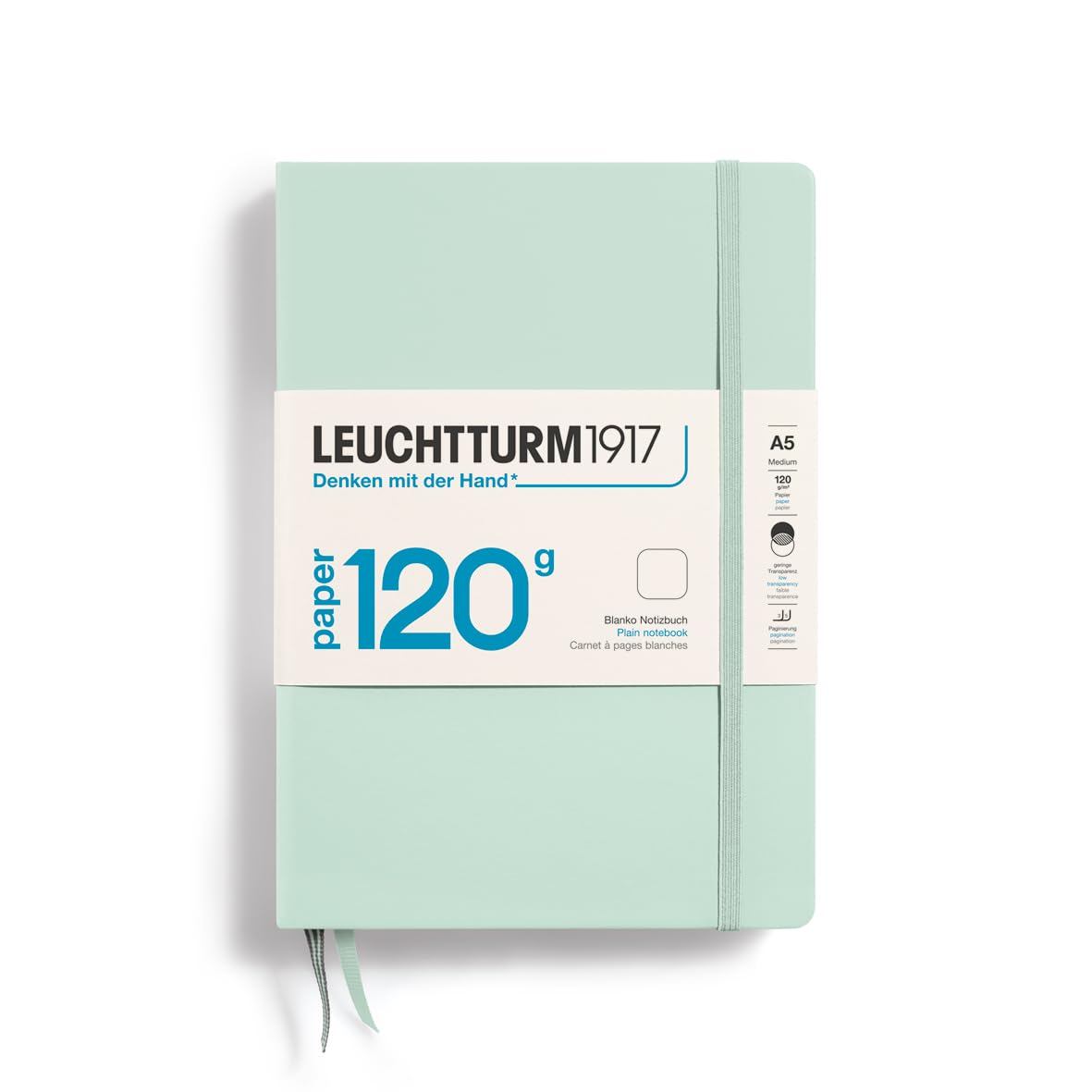LEUCHTTURM1917 370343 Notebook Medium (A5) 120 g/m² Paper Edition, Hardcover, 203 Numbered Pages, Mint Green, Blank