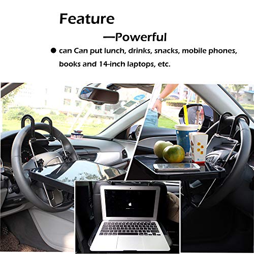 CPROSP Multi-Function Car Computer Desk Foldable Portable Car Lunch Desk Car Steering Wheel Seat Car Laptop Foldacle Desk Car Food Drink Table Cup Holder - Thumbnail 3