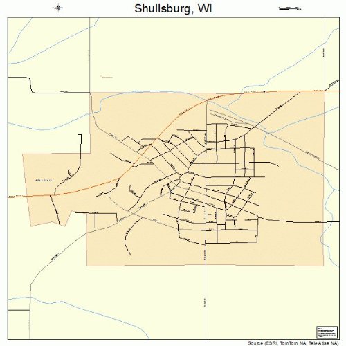 Large Street & Road Map of Shullsburg, Wisconsin WI Printed poster