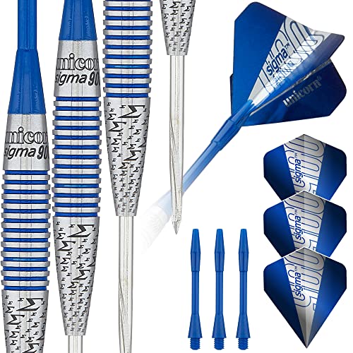 Unicorn Steel Tip Professional Darts Set, Silver/Blue, 21 g