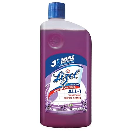 Lizol Disinfectant Surface & Floor Cleaner Liquid, Lavender - 1 L / 975 mL | Suitable for All Floor Cleaner Mops | Kills 99.9% Germs| India's #1 Floor Cleaner