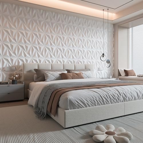 Revestimiento de pared 3D PVC placas adhesivas decorativas blancas 30x30cm para fondo de salón 6