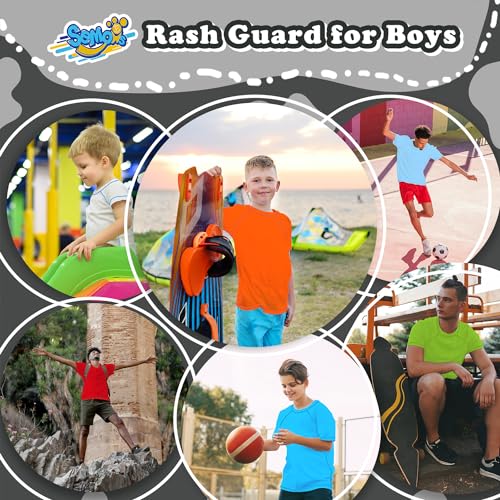 Image of Boys Rash Guard Swim Shirt Short Sleeve for Toddler Kids Youth Rashguard Water Shirt UPF+ 50 Quick Dry Swimming Shirt