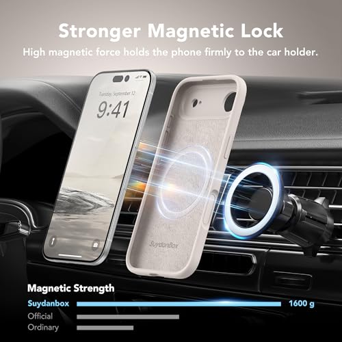 Image of Magnetic for iPhone Air Case, Compatible with MagSafe, [Full Camera Protection][Screen Protector] Silicone Shockproof Protective Phone Case for iPhone 17 Air 6.5 inch, Stone