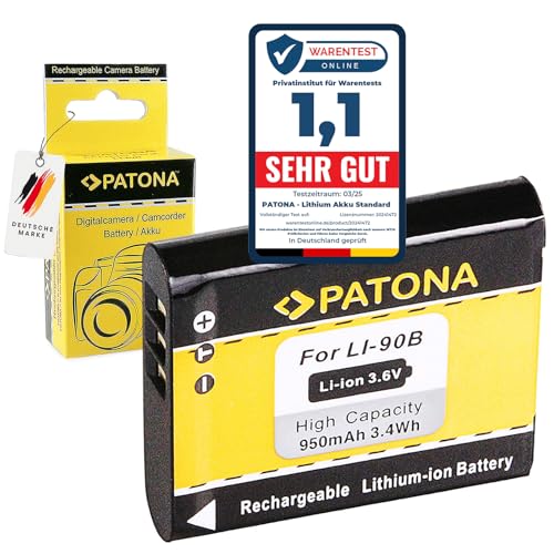PATONA Li-90b Batería 950mAh Compatible con Olympus Stylus Creator XZ-2 XZ2 Traveller SH-50 SH50 SZ-15 SZ15 Tough TG-1 TG1 TG-2 TG2 Li90B Li 90B Li92B Li 92B