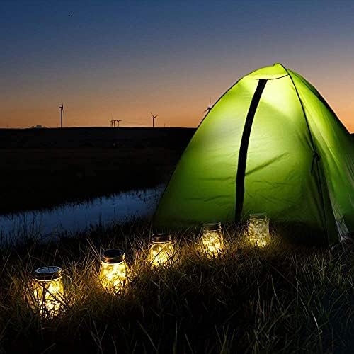 Homey-Decor Solar Fairy Lantern Lights, 4Pack 30Leds String Light Solar Hanging Mason Jar Glass Lamps, Outdoor Waterproof Decoration for Garden Patio Lawn