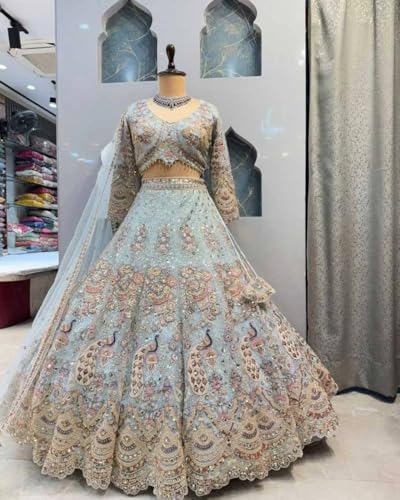 Image of Lehenga choli For Womens and Girls Soft Butterfly Net Lehenga Choli with Coding Sequins Work Dupatta | Semi Stitched Designer Ethnic Set