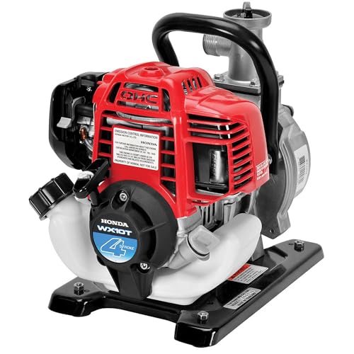 Honda Power Equipment WX10 52 PSI 4-Stroke Commercial Engine Gasoline Powered Water Pump with Hose Adapter, Suction Hose, Clamps, and Strainer