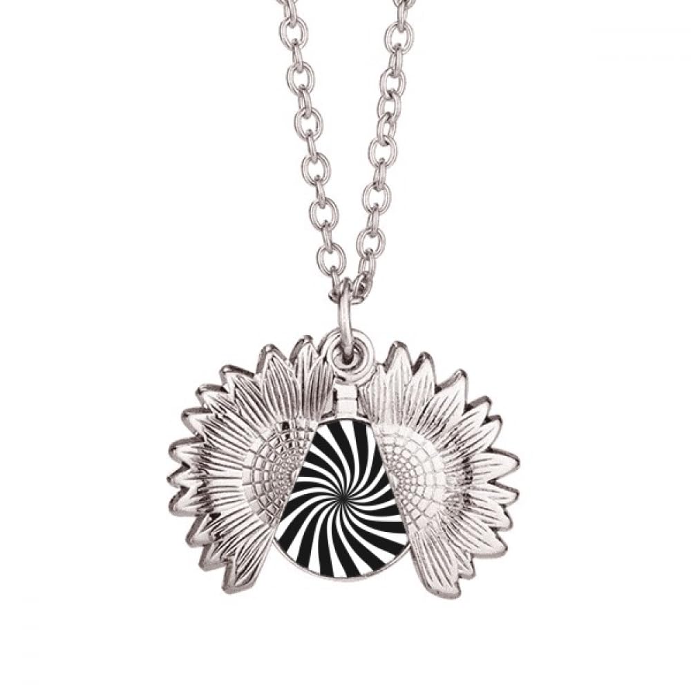 GenericIllusion Lines Cyclically Repeating Waves Sunflower Necklace Pendant Locket Jewelry