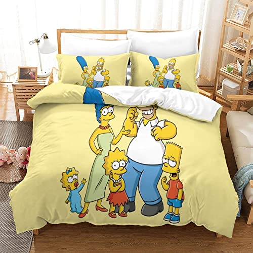 Juego de Ropa de Cama 3D The Simpsons, edredón de Dibujos Animados para niños y niñas, Colcha, decoración de Dormitorio, colección de Ropa de Cama, 3 uds.