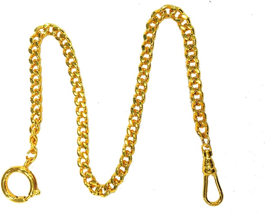 OGLE Pure Copper Plating Genuine Gold Pocket Watch Chain Belt,Wallet Chain, Pants Chain, Pocket Chain with Keyring for Pants Belt Jeans Wallets