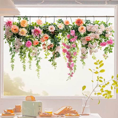Feishiong - Floral Window Clings，Multi colored floral vine window stickers，Double-Sided Static Decorative Stickers，No Residue, Anti-Collision, Double-Sided Window Clings - -15%