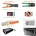 RJ45 Crimp Tool Kit Pass through Ethernet Crimper kit for Cat5 Cat5e Cat6,RJ45 Crimping Tool with 50PCS Connectors, 50PCS Covers,1 Wire Punch Down Cutter and 1 Network Cable Test(9V Battery Included)