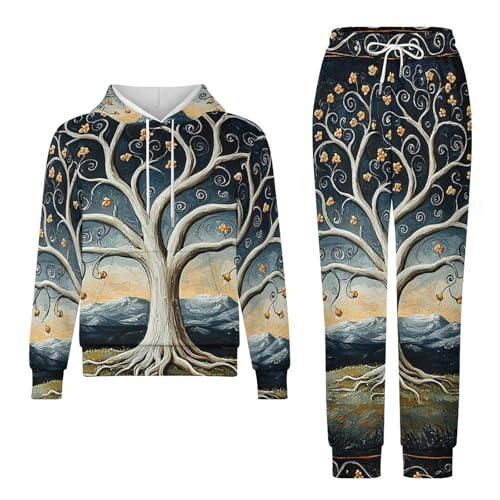 Boys Girls Clothes Hoodies Sweatshirt Pants Set 2 Pieces Fall Winter Outfits, Trees Patterns Art4
