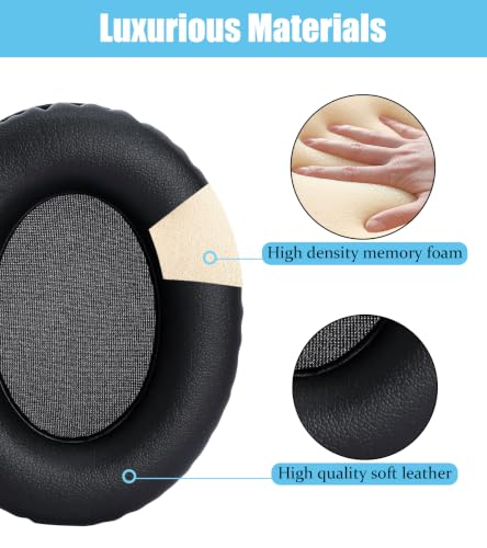 Replacement earpads Compatible with Sennheiser HD201 Headphones | Black/high-density sound-isolating soft ear pads, protein leather material miniatura 3